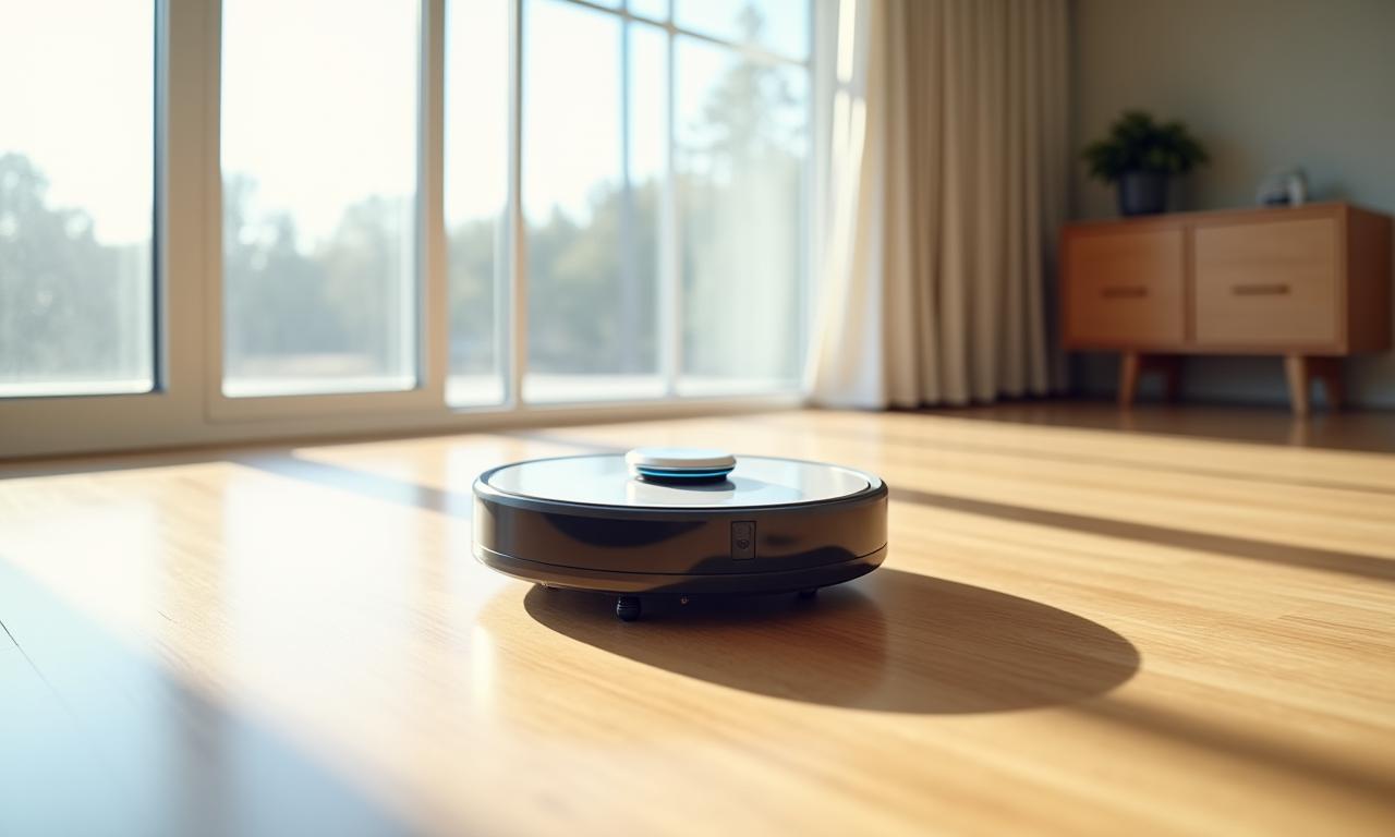 現代的な日本の家を滑らかに掃除するロボット掃除機