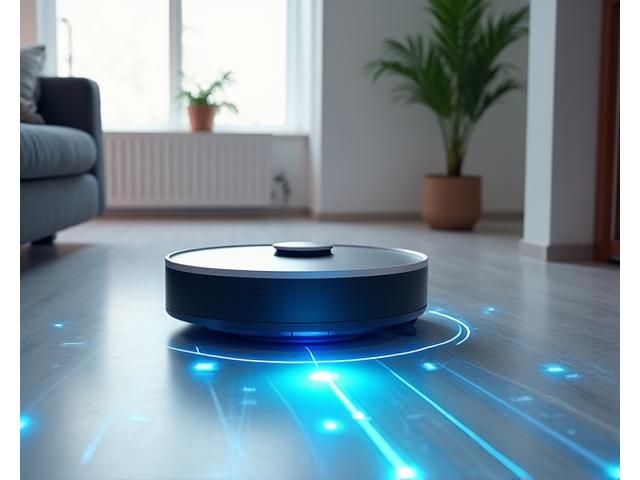 スマートマッピング経路が示された家をナビゲートするロボット掃除機